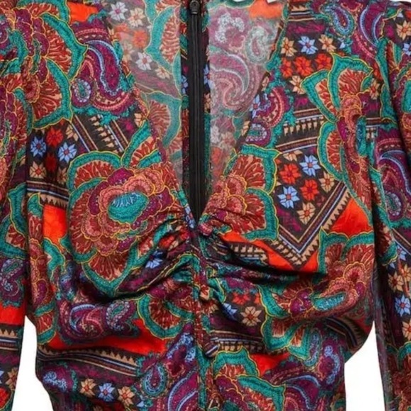 Veronica Beard Simmons Puff Sleeve Silk Blend Top - Picture 13 of 14